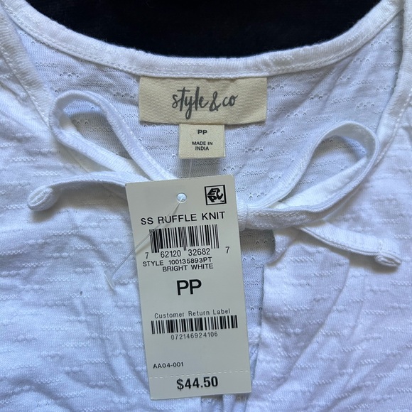 Style & Co. White Ruffle Knit Top - Picture 2 of 4